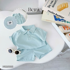 Set bộ polo thun cotton cho bé trai áo thun tay ngắn đính tag logo kèm quần short size 1 đến 7 tuổi BERNIE H0225B35