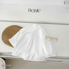  Áo sơ mi tay dài màu trắng phối túi ngực cho bé trai size 9 kg tới 28kg BERNIE H1124A67
