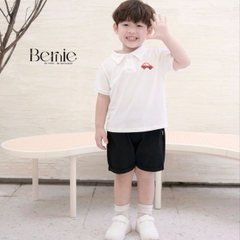 Set bộ polo tay ngắn cho bé trai họa tiết thêu ô tô kèm quần short kaki size 9 tới 25kg BERNIE H0625B36