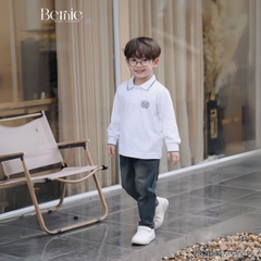 Set bộ polo tay dài chất polo cá sấu họa tiết huy hiệu cho bé trai size 1 đến 7 tuổi BERNIE 0724B34