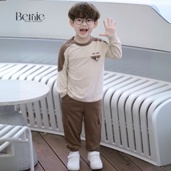 Set bộ tay dài cho bé trai tay áo phối màu họa tiết thêu BERNIE kèm quần dài 1 đến 7 tuổi H0425B58
