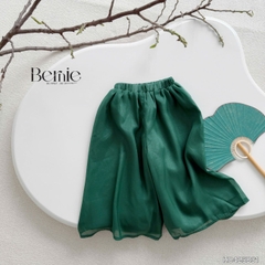 Set yếm lụa đỏ thêu thỏ ngọc kèm quần dài xanh tết trung thu bé gái chất lụa gấm BERNIE 1 tuổi đến 7 tuổi H0425B31 
