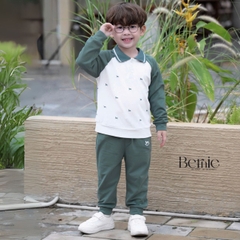 Set bộ polo dài tay raplang phối màu họa tiết in tràn dễ thương kèm quần dài cho bé trai size 1 đến 7 tuổi BERNIE T0425B67