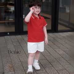 Set bộ polo tay ngắn cổ bo dệt khóa kéo kèm quần short cho bé trai size 1 đến 7 tuổi BERNIE H0725B59
