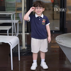 Set bộ polo tay ngắn họa tiết khủng long và ô tô kèm quần short đùi bé trai 9 tới 28kg BERNIE T0725B61