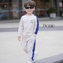 Set bộ thun cotton phối màu tay áo raplang dài cho bé trai họa tiết thêu Driver kèm quần dài 9 tới 28kg BERNIE H0725B67