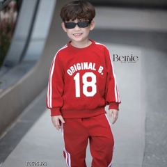 Set bộ dài thể thao unisex họa tiết hình in Double kèm quần dài cho bé trai bé gái size 9 tới 28kg BERNIE T0625B35
