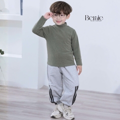 Áo giữ nhiệt cổ cao 3 phân dài tay basic màu trơn cho bé trai bé gái chất thun cotton 9 đến 28kg BERNIE T0725A45