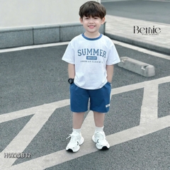Set đồ thun tay ngắn basic phối màu cho bé trai mùa hè Hello summer size 1 đến 7 tuổi BERNIE H0225B32