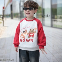 Áo thun Sweater Brit tay dài raplang phối màu họa tiết hoạt hình cho bé trai bé gái 1 đến 7 tuổi BERNIE T0625A07
