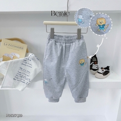 Quần dài quần nỉ da cá gấu bo chun họa tiết thêu chữ Yoo cho bé trai bé gái size 9 tới 25kg BERNIE T0925Q06