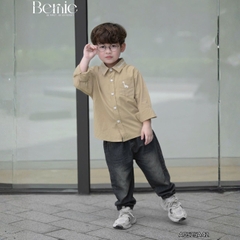 Áo sơ mi dài tay bé trai thêu khủng long phong cách hàn quốc chất thô hàn mềm mại BERNIE cho bé 8 đến 24kg