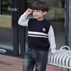 Áo gile len unisex bé trai bé gái 3 màu phối gấu phong cách hàn quốc cho bé trai 1 đến 7 tuổi BERNIE T1025A15