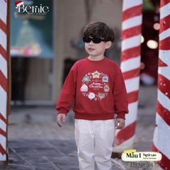 Áo Noel màu đỏ áo thun Giáng sinh dài tay cho bé trai bé gái size 1 đến 7 tuổi BERNIE T1025A04