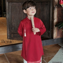 Set áo dài cách tân kèm quần cho bé trai chất lụa vân Thiên tử mặc Tết size 9 đến 25kg BERNIE H0925B11