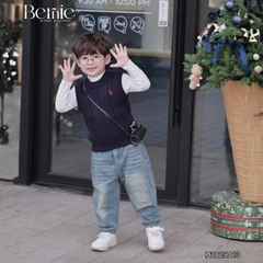 Áo gile len dệt unisex bé trai bé gái phối hình thêu Tuần lộc phong cách hàn quốc 1 đến 7 tuổi BERNIE H1025A13