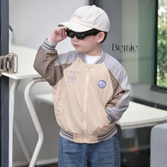 Áo khoác gió 2 lớp áo bomber phong cách thể thao họa tiết thêu cho bé trai bé gái size 9 đến 25kg BERNIE H0825A35