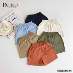 Quần sooc đùi linen kaki mềm bé trai bé gái unisex màu trắng nâu be BERNIE phong cách hàn quốc 7kg đến 30kg