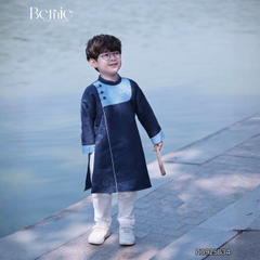 Set áo dài cách tân kèm quần cho bé trai gấm vân mây Minh quân mặc Tết size 11 đến 28kg BERNIE H0925B34