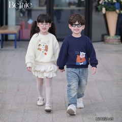 Áo thun áo nỉ lót lông tay dài họa tiết nghộ nghĩnh nhiều màu cho bé trai bé gái size 11 tới 28kg BERNIE H1025A49