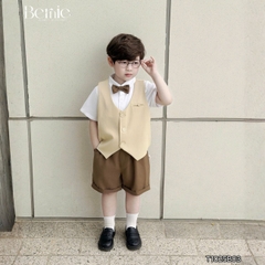  Set vest gi lê tay ngắn 4 chi tiết phối màu Classic Boy cho bé trai phong cách Hàn quốc size 8 tới 25kg BERNIE T1025B03