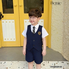 Set vest gile đồng phục đôi học sinh phong cách hàn quốc cho bé trai bé gái kèm cà vạt size 9 tới 28kg BERNIE H1125B25