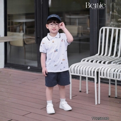 Set bộ Polo Xe tinh nghịch cho bé trai áo thun polo tay ngắn và quần short kaki size 9 tới 28kg BERNIE T1125B08Đ