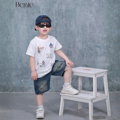 Bộ đồ bé trai Boy Story áo thun cotton quần jean rách mềm Set đồ bé trai năng động đi học đi chơi  BERNIE T1125B13