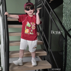 Set bộ khủng long Big Player cho bé trai áo tay ngắn raplang kèm quần short kaki bé trai 9 tới 28kg BERNIE H1125B32