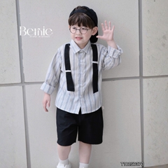 Set sơ mi dài tay phối sọc dây đai Urban bé trai phong cách công tử kèm quần dài BERNIE T1025B37Đ