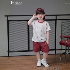 Set bộ thun tay ngắn họa tiết Gấu nhỏ vui nhộn kèm quần short kaki size 9 tới 28kg BERNIE T1125B18
