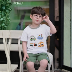 Set bộ tay ngắn thun cotton họa tiết Travel vui tươi kèm quần short cho bé trai size 9 tới 28kg BERNIE T1025B70