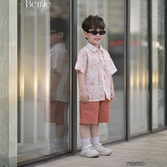 Set sơ mi cho bé trai áo tay ngắn họa tiết loang kèm quần short cho bé trai size 11 tới 28kg BERNIE T1225B08