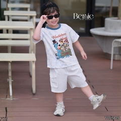 Set bộ tay ngắn đi chơi đi biển cho bé trai áo loang Houd và quần short kaki size 9 tới 28kg BERNIE T1125B15