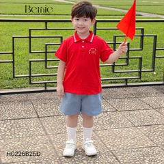 Set bộ polo Lá cờ Độc lập Việt Nam áo polo đỏ kèm quần short cho bé trai size 9 tới 25kg BERNIE H0226B25Đ