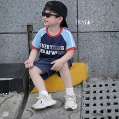 Set bộ thể thao cộc tay raplang phối màu họa tiết Everything và quần short bé trai size 9 tới 25kg BERNIE H1125B42