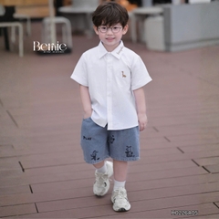 Áo sơ mi tay ngắn cho bé trai thêu khủng long phong cách hàn quốc size 9 tới 27kg BERNIE H0226A05