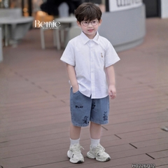 Quần short quần jean cho bé trai họa tiết thêu ngộ nghĩnh đi chơi đi học size 11kg tới 28kg BERNIE KIDS H0226Q12