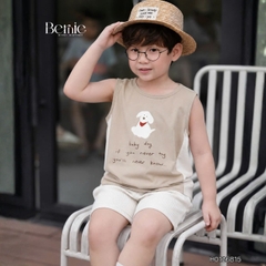 Set đồ ba lỗ bé trai Cún nhỏ tinh nghịch phong cách hàn quốc kèm quần size 9 tới 25kg BERNIE H0126B15