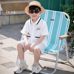 Set bộ sơ mi tay ngắn cho bé trai phối màu họa tiết Summer kèm quần short size 9 đến 25kg BERNIE H1225B15Đ