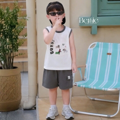 Set bộ bé trai áo tanktop họa tiết Boys phong cách hàn quốc kèm quần short size 1 tới 7 tuổi BERNIE T0226B10