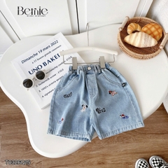  Quần short quần jean thêu Cún dễ thương cho bé trai đi chơi đi học size 11kg tới 28kg BERNIE KIDS T0326Q15