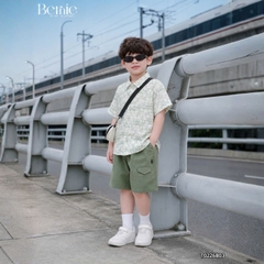 Set sơ mi bé trai Olive Boy áo tay ngắn họa tiết loang kèm quần short 11kg tới 28kg BERNIE T0226B03