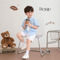 Set sơ mi 3CT Little Charm cho bé trai áo sơ mi và quần short kèm cà vạt rời size 9 tới 28kg BERNIE T0326B31