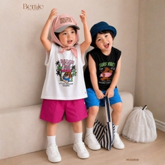 Set bộ unisex cho bé trai bé gái áo thun tanktop Style kèm quần short đi chơi đi biển size 1 tới 7 tuổi BERNIE H0326B36