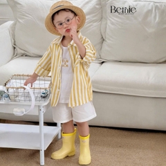  Set sơ mi 3CT áo tay dài kẻ sọc sắc màu áo ba lỗ kèm quần short kaki cho bé trai đi biển đi chơi 9 tới 28kg BERNIE H0226B26