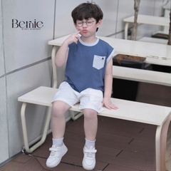 Set bộ tanktop cho bé trai áo thun túi lệch cá tính kèm quần short đi chơi đi học size 9 tới 28kg BERNIE T0326B11