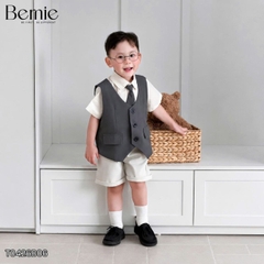 Set bộ vest gile Quý tộc cho bé trai áo sơ mi tay ngắn phối gile kèm quần và nơ cà vạt 9 tới 25kg BERNIE T0426B06