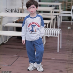 Set bộ thun dài tay áo phối màu Dino Team kèm quần dài cho bé trai size 9 tới 25kg BERNIE H0426B17