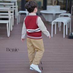 Set bộ 4CT áo sơ mi dài tay áo gi lê rời quần kaki kèm cà vạt bé trai 9 tới 25kg BERNIE H0526B60